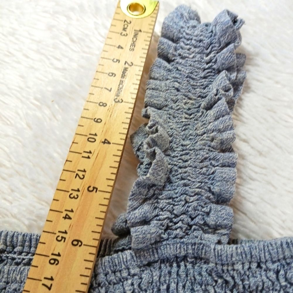 Easel Los Angeles Smocked Peplum Style Tank Top Cotton/Linen Women's Small Grey - Picture 6 of 8